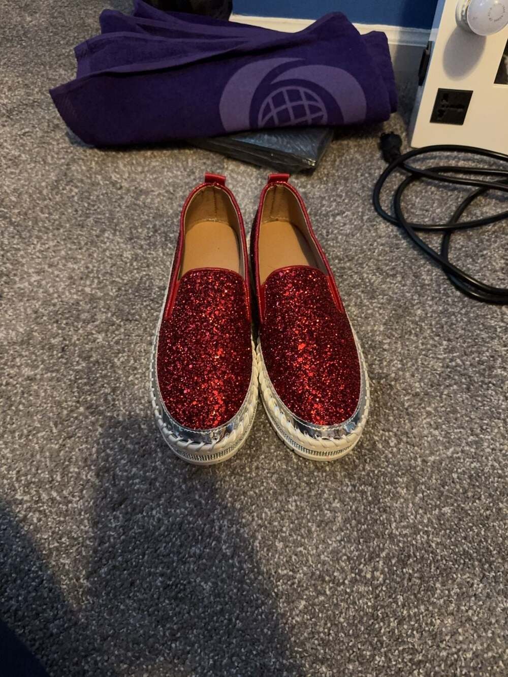 Women's Fashion Casual New Style Solid Color Sequined Red,Size:37) aka 8